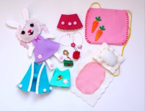 DIY Felt Bunny Doll Dress-Up Set with Accessories