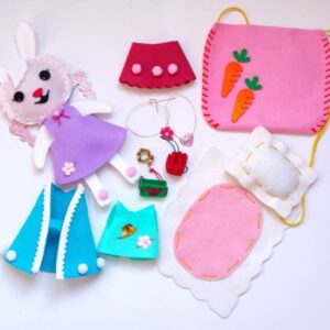 DIY Felt Bunny Doll Dress-Up Set with Accessories