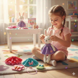 DIY Felt Bunny Doll Dress-Up Set with Accessories