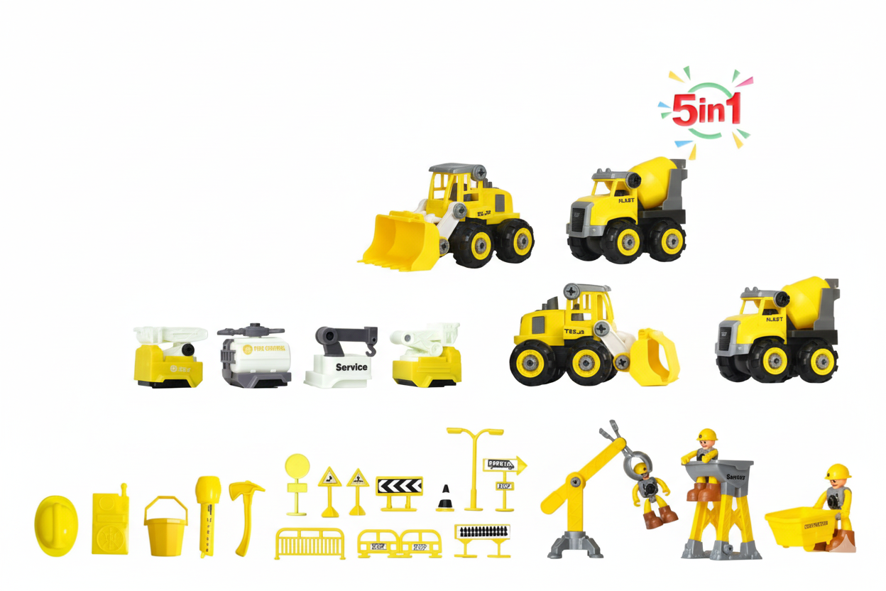 5-in-1 DIY Construction Truck Set
