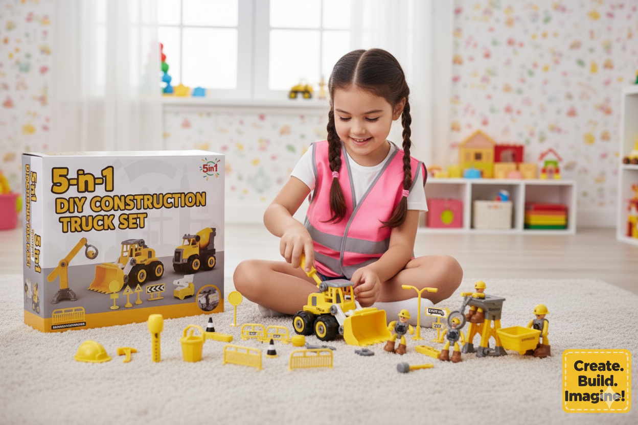 5-in-1 DIY Construction Truck Set